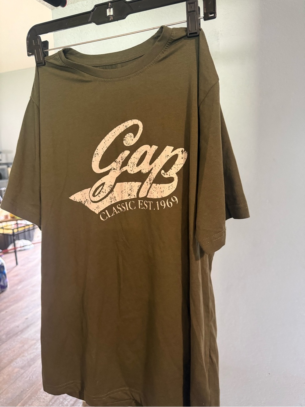 GAP Olive Green Logo T‑Shirt with White Script